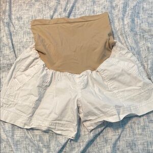 Women's White Maternity Shorts
